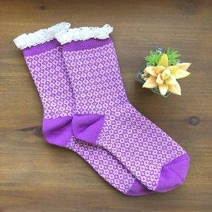 Worlds Softest Women's Mini Crew Socks with Lace Passion Purple - NWT